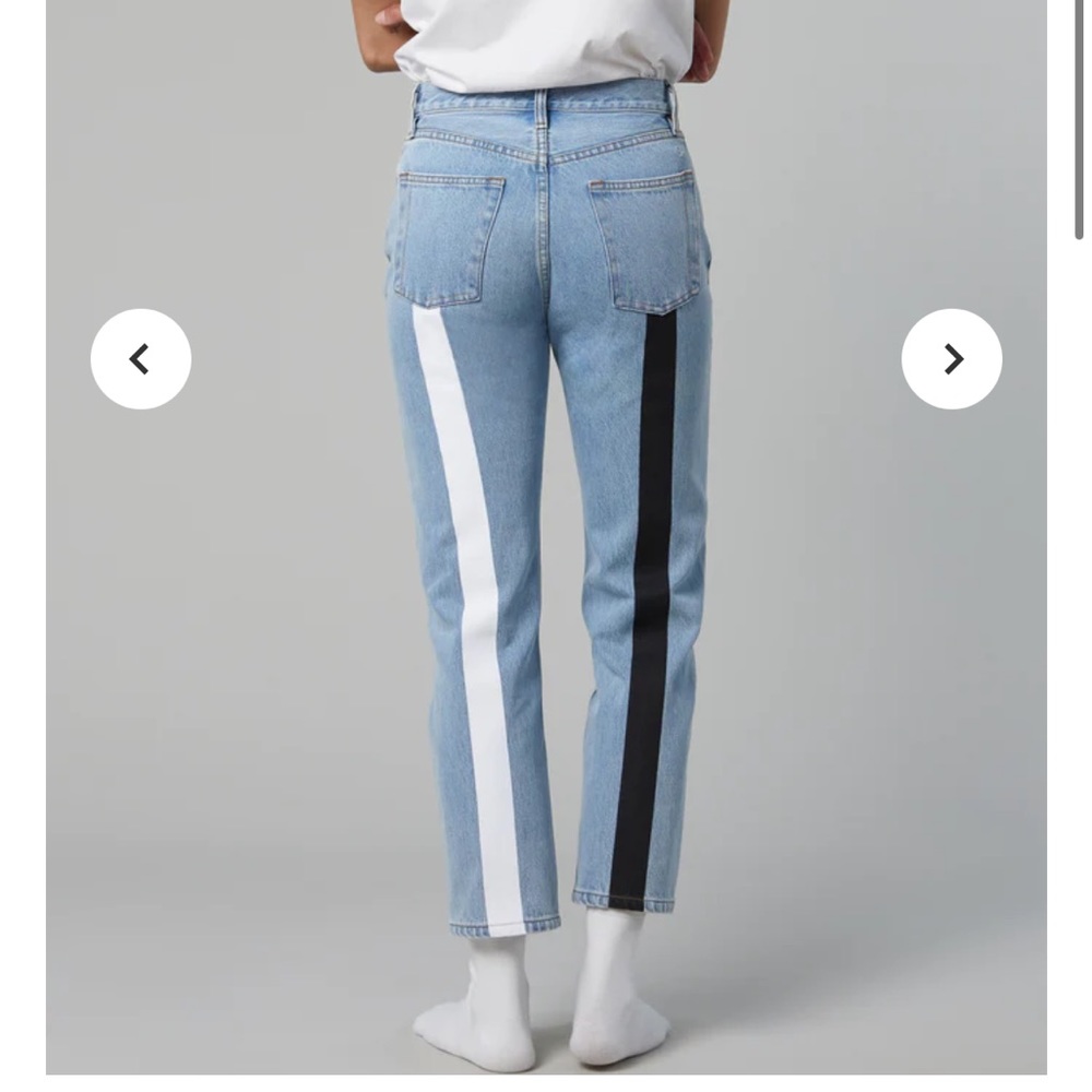 High-Rise Light Blue Jeans with Contrasting Side Stripes